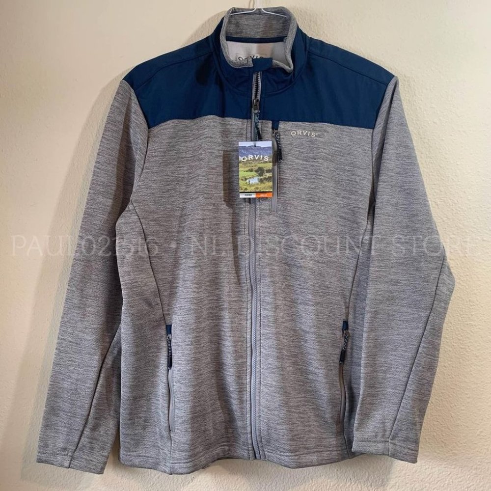 ORVIS Men's Bonded Mesh Fleece Full Zip Jacket, Gray, Size L XXL
